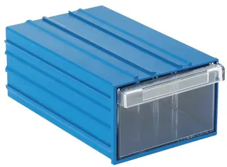 Plastik Şeffaf Çekmeceli Kutu Mavi Set120 (E/B/Y) : 123 x 200 x 80 mm