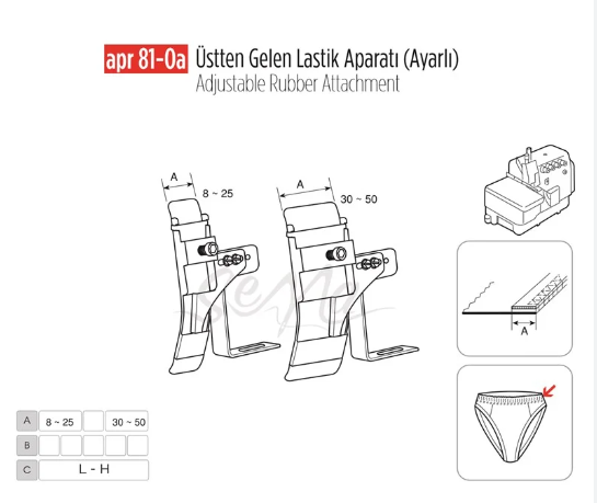 Overlok Üstten Gelen Lastik Apara Ayarlı 5mm
